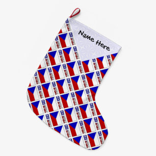 Grande Chaussette De Noël République tchèque Drapeau tchèque Personnalisé en