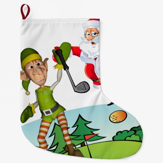 Grande Chaussette De Noël Réservation de Noël, golf des elfes de Noël (Devant)