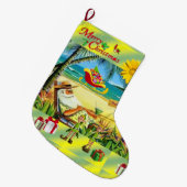 Grande Chaussette De Noël Réservation de Noël, Summer Beach Père Noël (Devant (Accrochage))