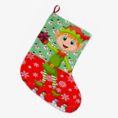 Grande Chaussette De Noël Réservoir de Noël, Elfe de Noël (Devant (Accrochage))