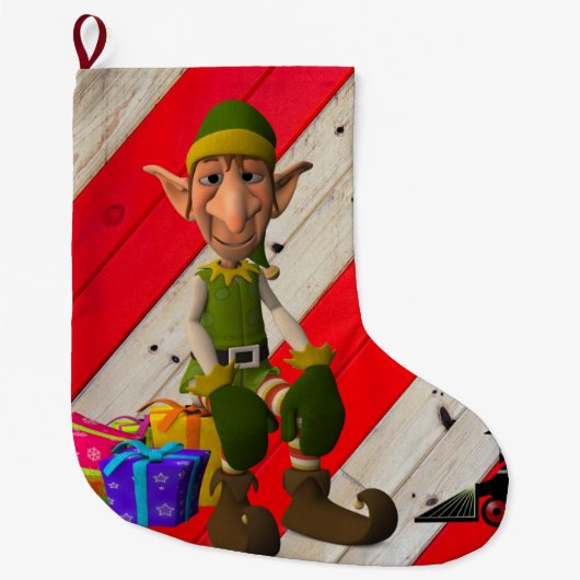 Grande Chaussette De Noël Réservoir de Noël, Elfe de Noël (Devant)