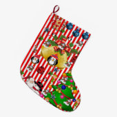 Grande Chaussette De Noël Réservoir de Noël, manchot de Noël (Devant (Accrochage))