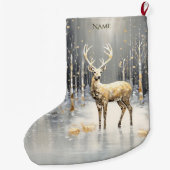 Grande Chaussette De Noël Réservoir de Noël Or Reindeer (Dos)