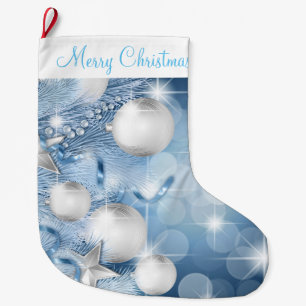 Grande Chaussette De Noël Réservoir de Noël/Ornements bleus