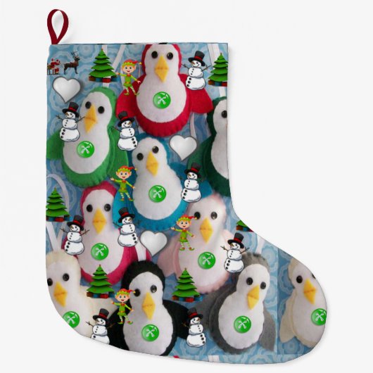 Grande Chaussette De Noël Réservoir de Noël, Pingouin (Devant)