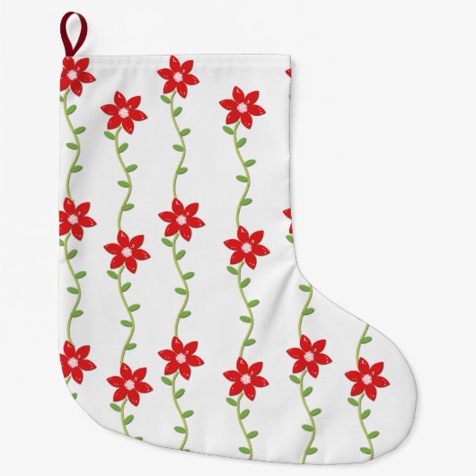 Grande Chaussette De Noël Réservoir de Noël, Poinsettia (Devant)