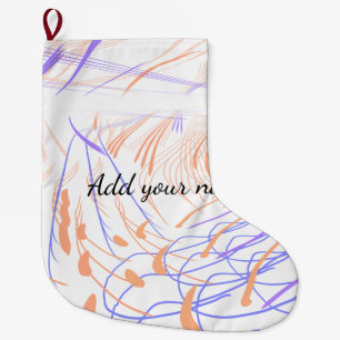 Grande Chaussette De Noël Résumé aquarelle orange violet ajouter nom texte t