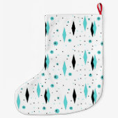 Grande Chaussette De Noël Rétro bas de Noël de diamants de turquoise (Dos)