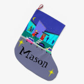 Grande Chaussette De Noël Rétro bas de Noël de partie de bande dessinée de (Devant (Accrochage))