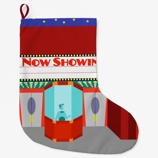 Grande Chaussette De Noël Rétro bas de Noël de salle de cinéma (Devant)