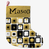 Grande Chaussette De Noël Rétro bas fascinant de Noël d'or (Devant)