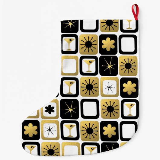 Grande Chaussette De Noël Rétro bas fascinant de Noël d'or (Dos)