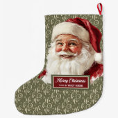 Grande Chaussette De Noël Rétro Noël Stocker avec Père Noël à l'ancienne mod (Dos)