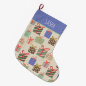 Grande Chaussette De Noël Retro Periwinkle Noël personnalisé (Devant (Accrochage))