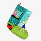 Grande Chaussette De Noël Rétro samedi matin bas de Noël (Devant (Accrochage))