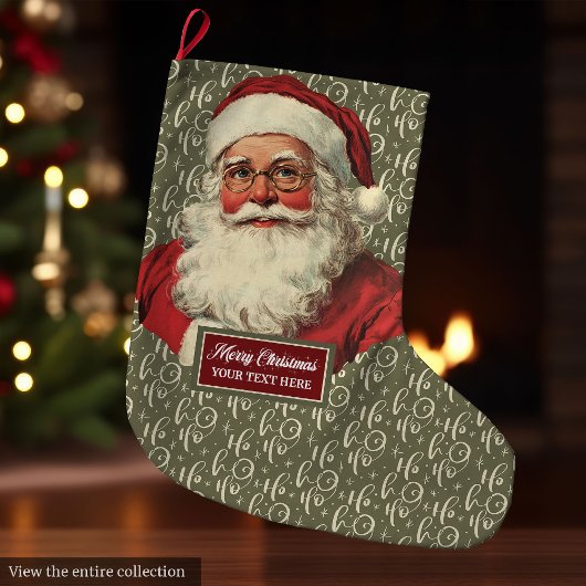 Grande Chaussette De Noël Retro Santa Claus Stocker des vacances à l'ancienn