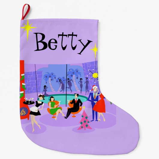 Grande Chaussette De Noël Rétro Tropical Christmas Party Stocker (Devant)