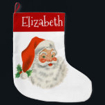 Grande Chaussette De Noël Rétro Vintage Jolly Santa Claus de Christmas<br><div class="desc">Récipiendaire de Noël avec une photo rétro festive. Le vieux Père Noël Jolly avec ses joues rousses et son sourire chaleureux et amical. Un peu de nostalgie de l'ancienne école pour les vieux temps,  cette image rappelle les souvenirs des célébrations du passé de Noël.</div>