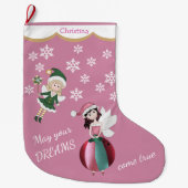 Grande Chaussette De Noël Rêves de princesse poilue rose (Devant)