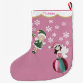 Grande Chaussette De Noël Rêves de princesse poilue rose (Dos)
