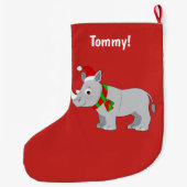 Grande Chaussette De Noël Rhinocéros habillé pour Noël ! (Dos)
