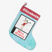 Grande Chaussette De Noël Rindeer De Noël Dans Un Gros Chaud (Devant (Accrochage))