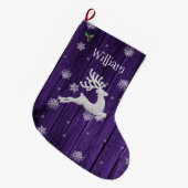 Grande Chaussette De Noël Rindeer de Noël violet rustique (Devant (Accrochage))