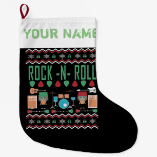 Grande Chaussette De Noël Rock N Roll Roll Chaussure de Noël moche