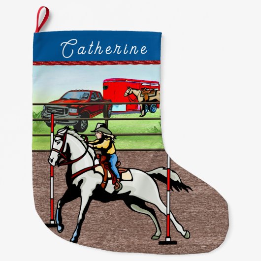 Grande Chaussette De Noël Rodéo Occidentale Petit Cowgirl Pose (Devant)
