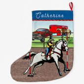 Grande Chaussette De Noël Rodéo Occidentale Petit Cowgirl Pose (Dos)