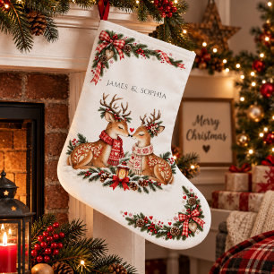Grande Chaussette De Noël Romance d'hiver Renne de Noël scandinave