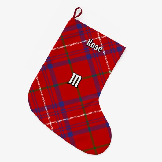 Grande Chaussette De Noël Rose de clan Tartan (Devant (Accrochage))