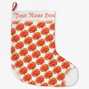 Grande Chaussette De Noël Rose orange Stocking Noël Customisé Stocking