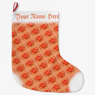 Grande Chaussette De Noël Rose orange Stocking Noël Customisé Stocking