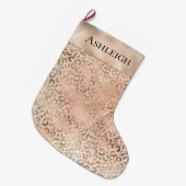 Grande Chaussette De Noël Rose Rose Blush Gold Leopard Nom du Poster de anim (Devant (Accrochage))