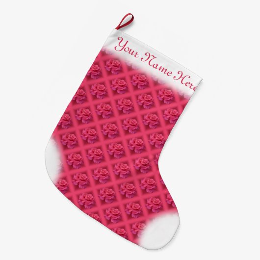 Grande Chaussette De Noël Rose Rose Stocking Rose Noël Stocking Custom (Devant (Accrochage))