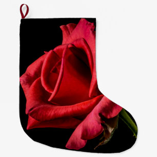 Grande Chaussette De Noël Rose rouge contre Arrière - plan noir
