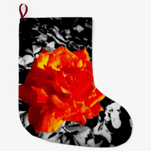 Grande Chaussette De Noël Rose rouge Custom Christmas Stocking