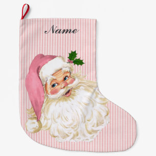 Grande Chaussette De Noël Roses roses rouges Saint-Nicolas victoriennes vint