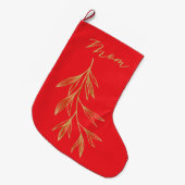 Grande Chaussette De Noël Rouge avec feuille graphique nommée (Devant (Accrochage))