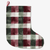 Grande Chaussette De Noël Rouge Bourgogne Crème verte Blanc Plaid (Devant)
