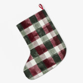 Grande Chaussette De Noël Rouge Bourgogne Crème verte Blanc Plaid (Dos (Accrochage))