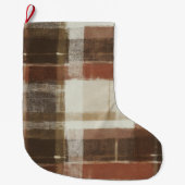 Grande Chaussette De Noël Rouge Brun Chaud Crème Rectangles Abstraits (Devant)