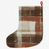 Grande Chaussette De Noël Rouge Brun Chaud Crème Rectangles Abstraits (Dos)