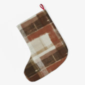 Grande Chaussette De Noël Rouge Brun Chaud Crème Rectangles Abstraits (Dos (Accrochage))