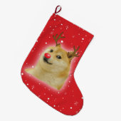 Grande Chaussette De Noël Rouge de carte de Meme de Noël de chien de (Devant (Accrochage))