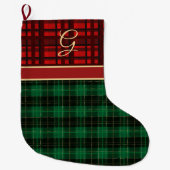 Grande Chaussette De Noël Rouge et vert douillette avec Gold Initial (Devant)