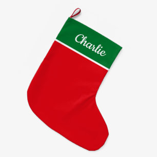 Grande Chaussette De Noël Rouge et Vert Festif Personnalisé