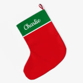 Grande Chaussette De Noël Rouge et Vert Festif Personnalisé (Dos (Accrochage))