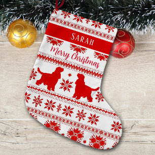 Grande Chaussette De Noël Rouge Nordic English Cocker Spaniel Chien Noël